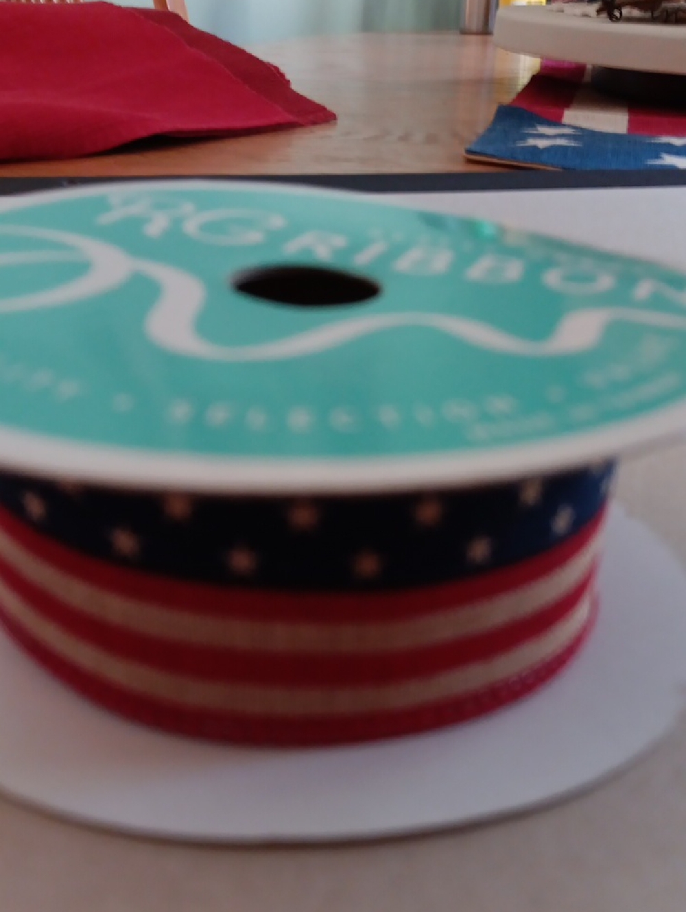 RG Ribbon Red Blue Cream Craft Ribbon - Picture 2 of 7